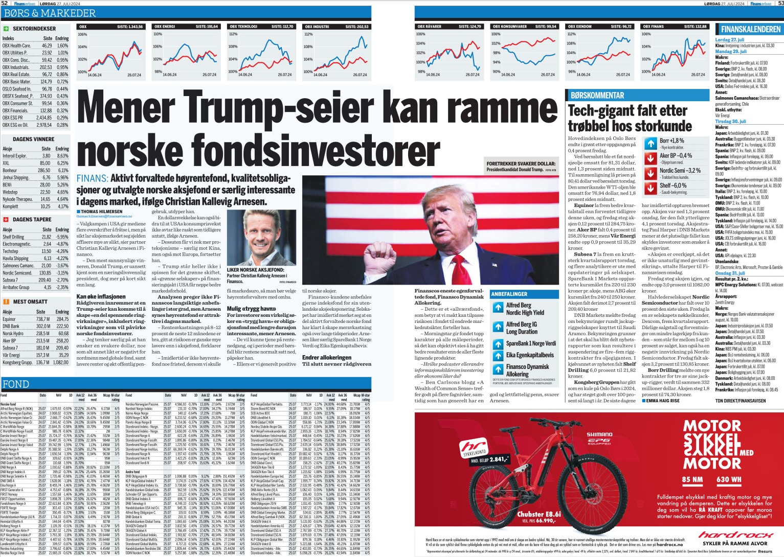 Mener Trump-seier kan ramme norske fondsinvestorer