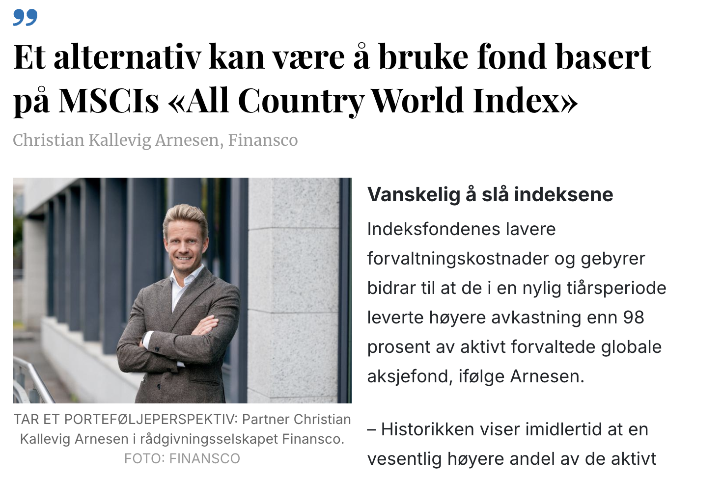 Globale fond har 72 % USA-eksponering