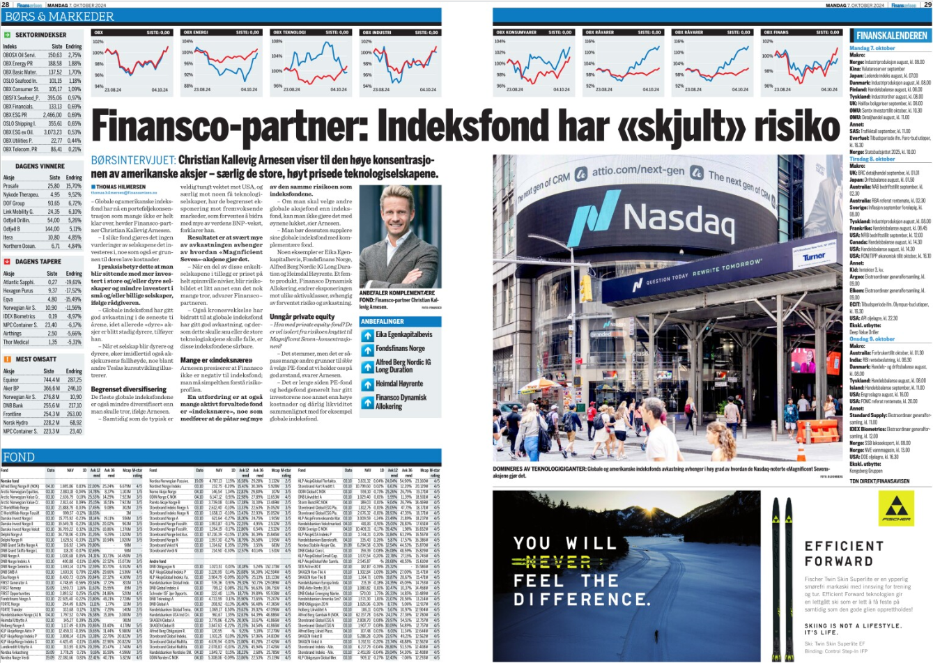 Finanscopartner: Indeksfond har skjult risiko